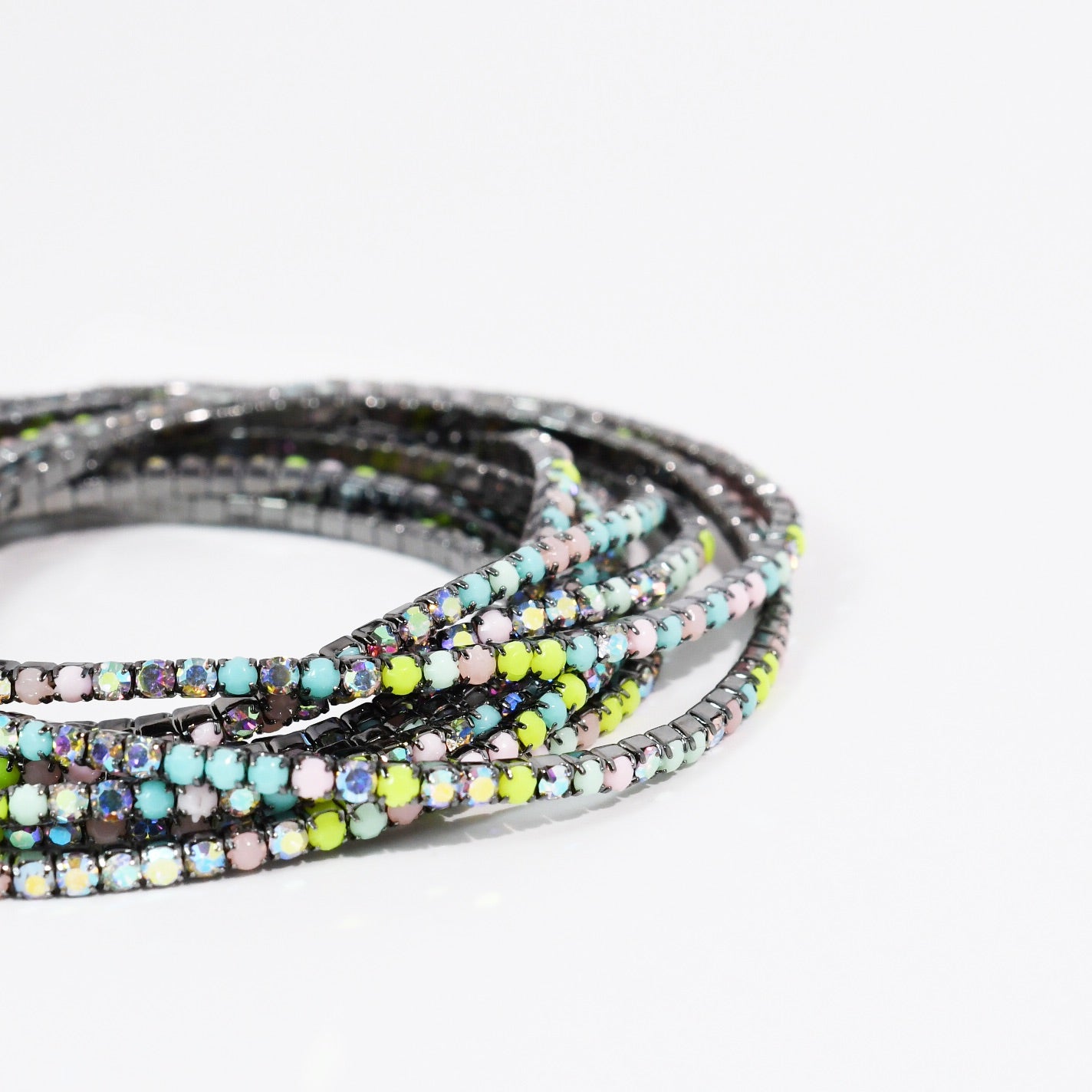 Multi Neon Crystal Bracelet Set