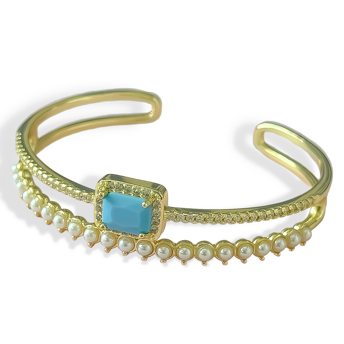 Turquoise Pearl Mirage Cuff