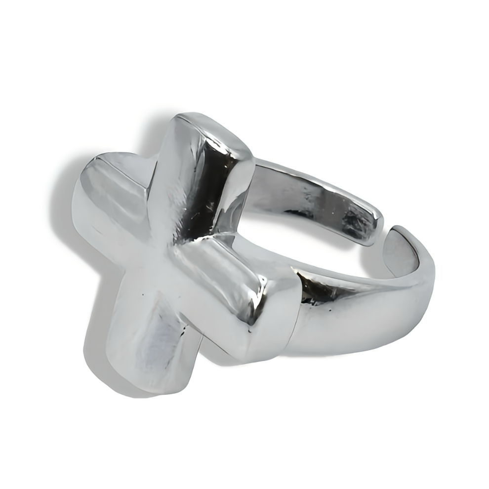 Chunky Cross Ring Silver