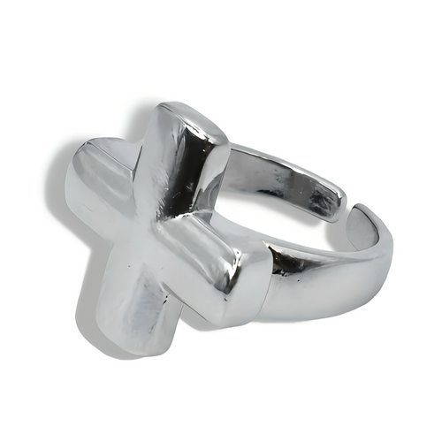 Chunky Cross Ring Silver