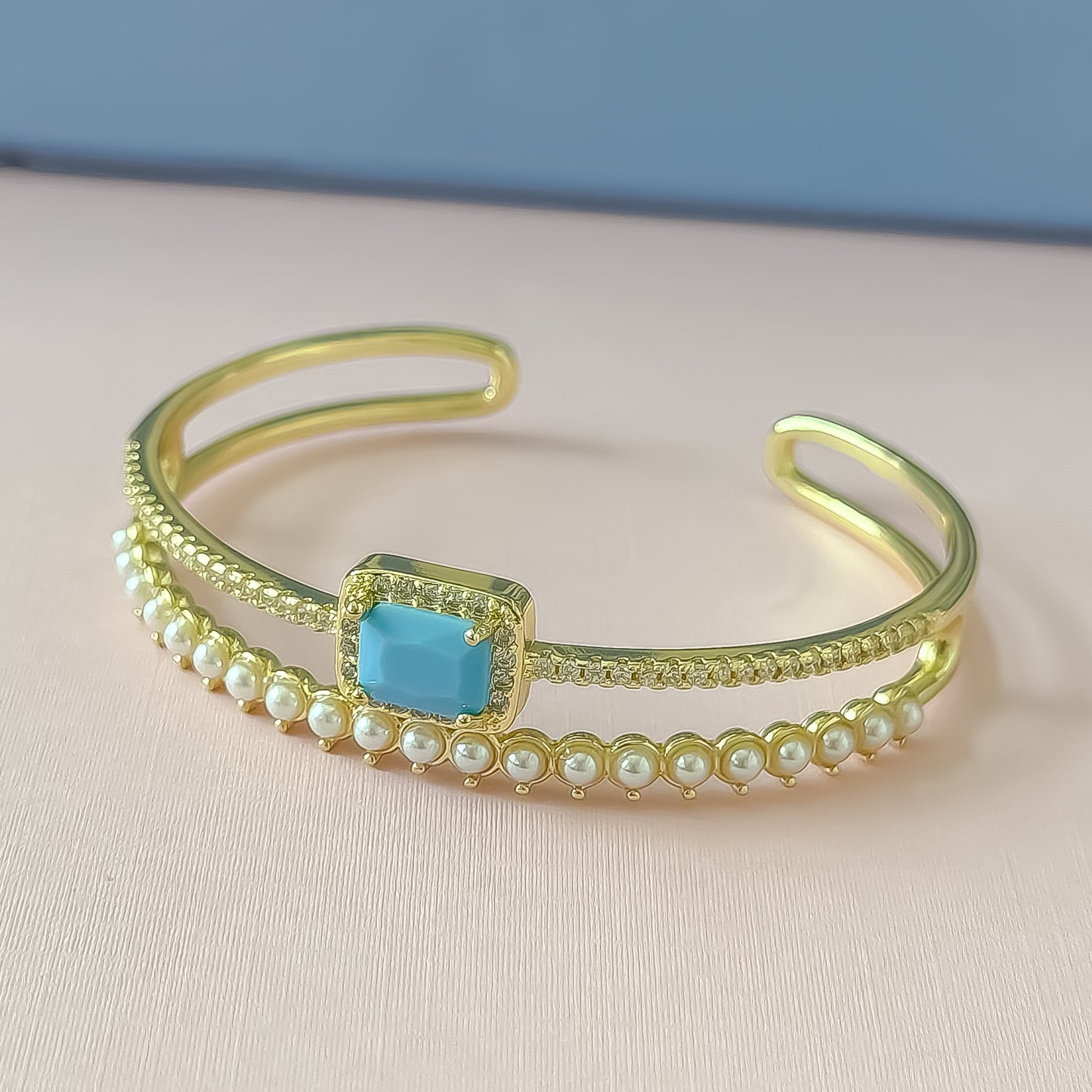 Turquoise Pearl Mirage Cuff