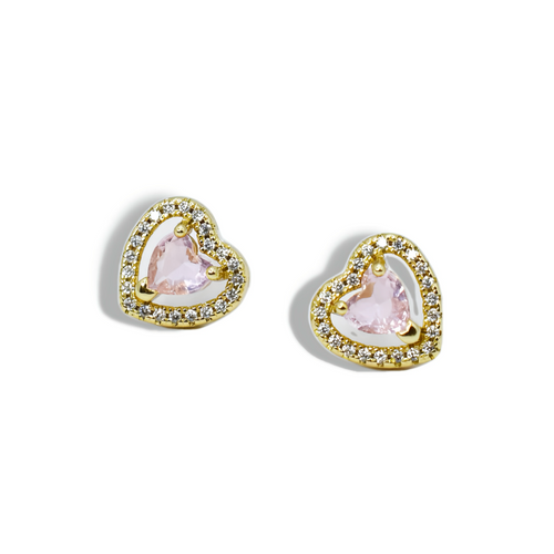 Dainty Pink Heart Stud