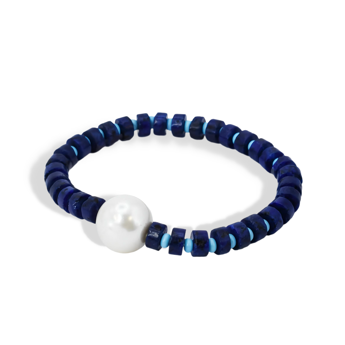 Lady in Blue Beaded Bracelet