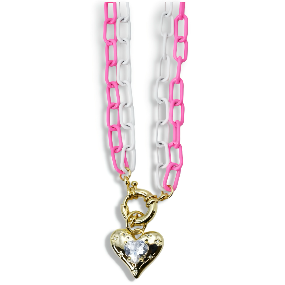 Double Enamel Chain Heart