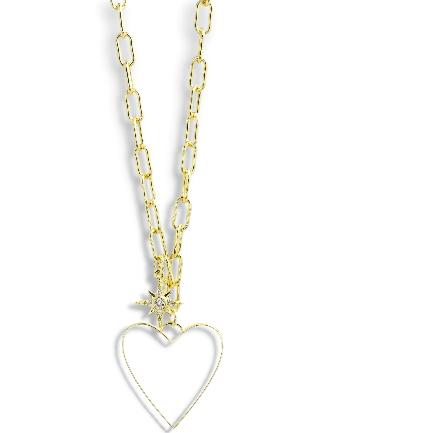 Enamel Heart/Star Necklace White