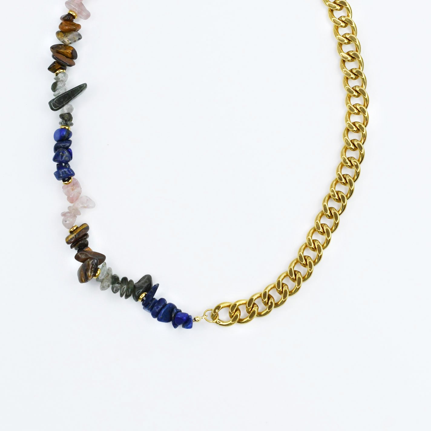 Blue Stone & Chain Necklace