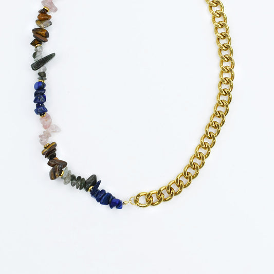 Blue Stone & Chain Necklace