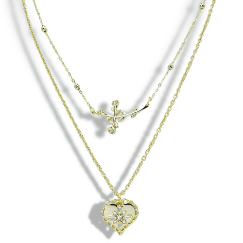 Cross Rose Layer Necklace