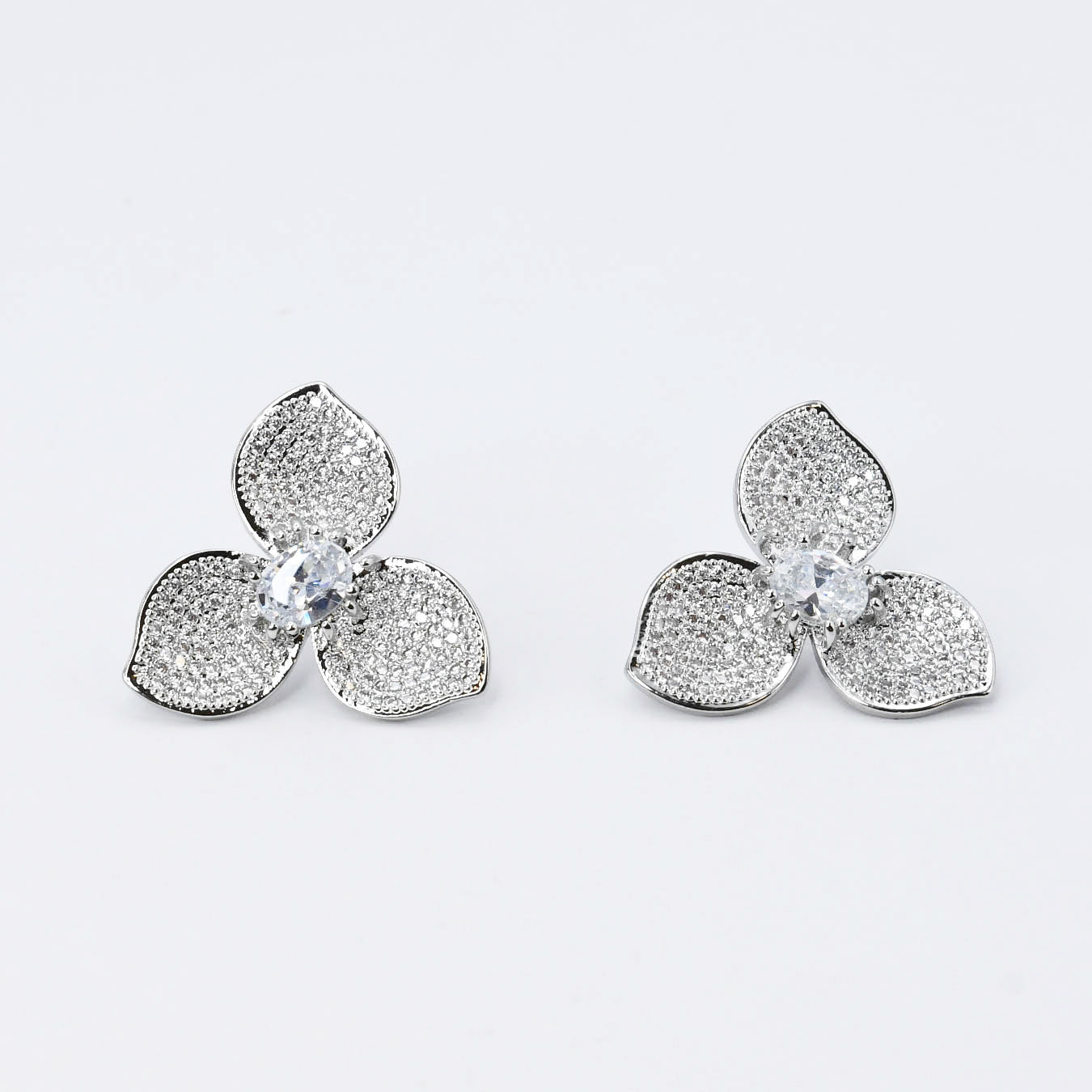 Crystal Petals Silver Earrings
