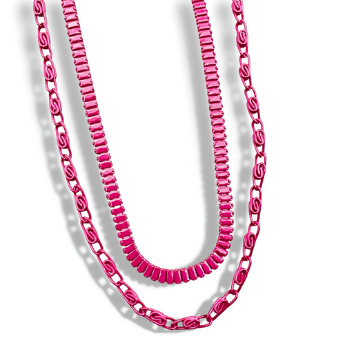 Double Enamel Fuchsia Necklace L8