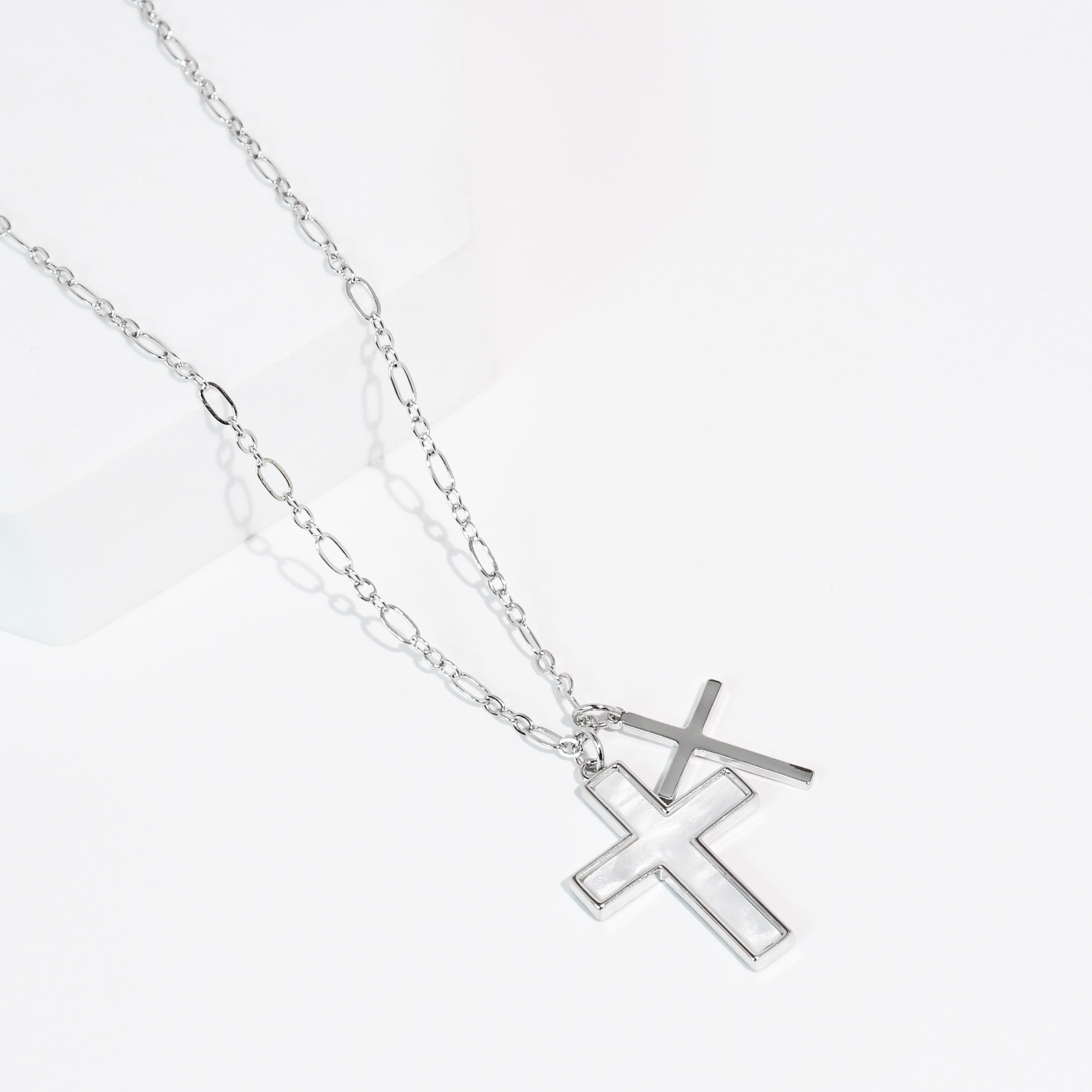 Double Tiny Cross Silver