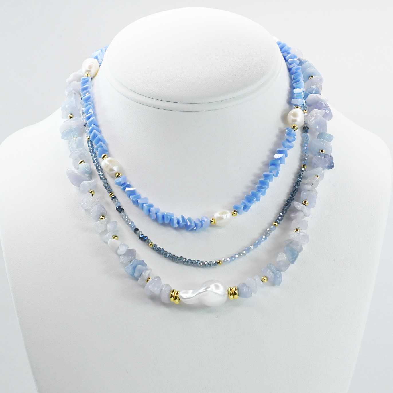 Colorful charms gold necklace featuring gemstone details, layered jewelry design, trendy accessory for women’s jewelry collections, boutique wholesale fashion necklace that is hypoallergenic, tarnish free, and waterproof jewelry with a cute aesthetic statement style