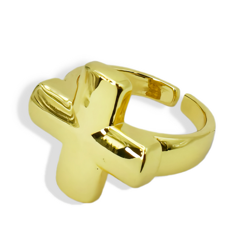 Chunky Cross Ring Gold