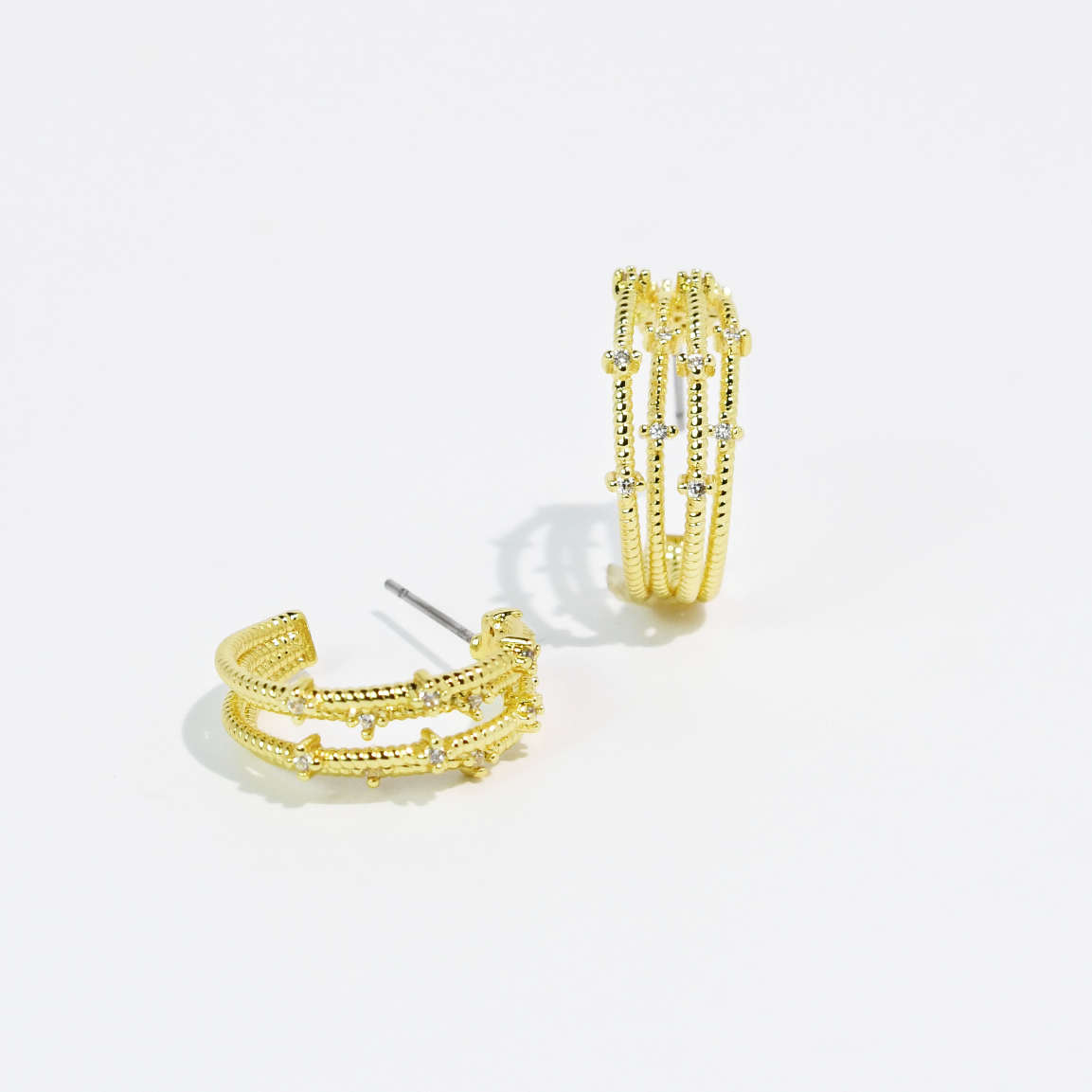 Golden Crystal Twist Hoops