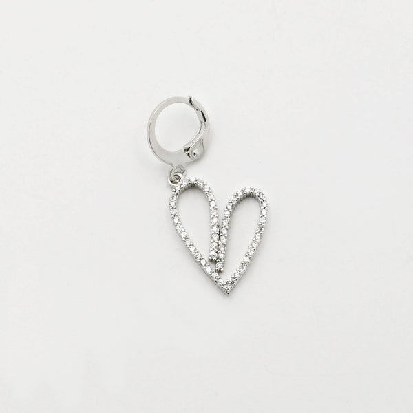Heart Tracing Silver Charm