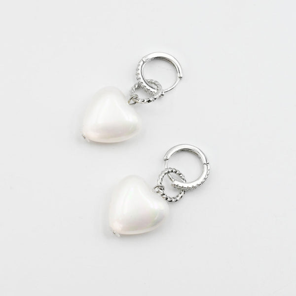 Pearl Drop Heart Silver C29