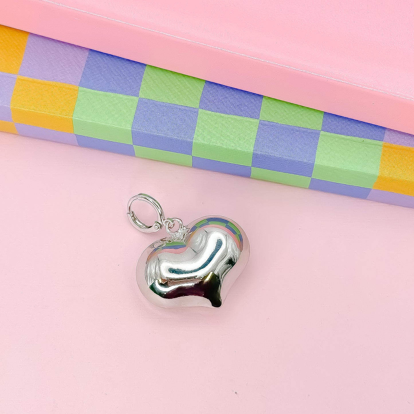 Heart Pop Silver Charm