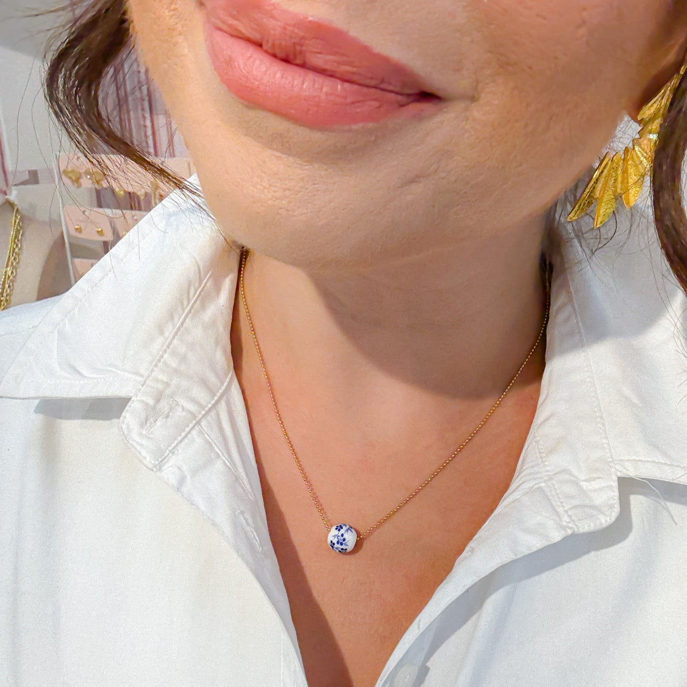 Colorful charms gold necklace featuring gemstone details, layered jewelry design, trendy accessory for women’s jewelry collections, boutique wholesale fashion necklace that is hypoallergenic, tarnish free, and waterproof jewelry with a cute aesthetic statement style