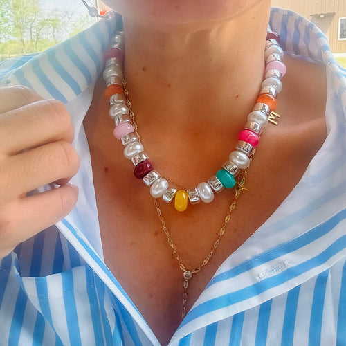Joyful Silver Beaded Necklace