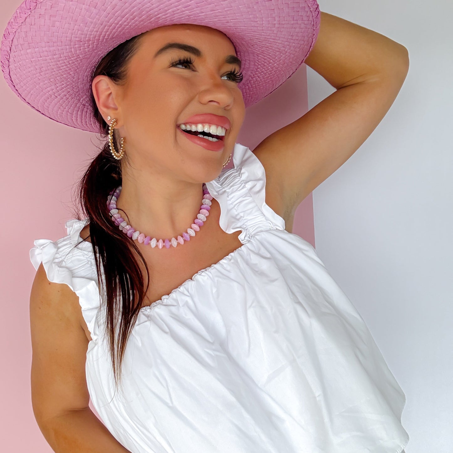 Colorful charms gold necklace featuring gemstone details, layered jewelry design, trendy accessory for women’s jewelry collections, boutique wholesale fashion necklace that is hypoallergenic, tarnish free, and waterproof jewelry with a cute aesthetic statement style