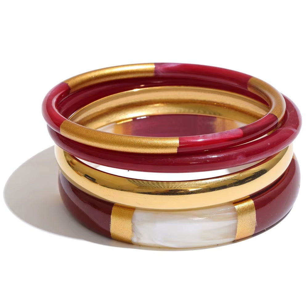 Waterproof The Socialite Bangle Set Red