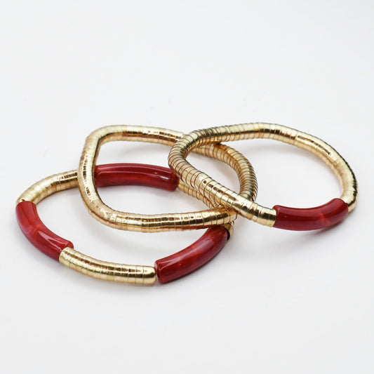 Imperial Red Stretch Bracelet Set