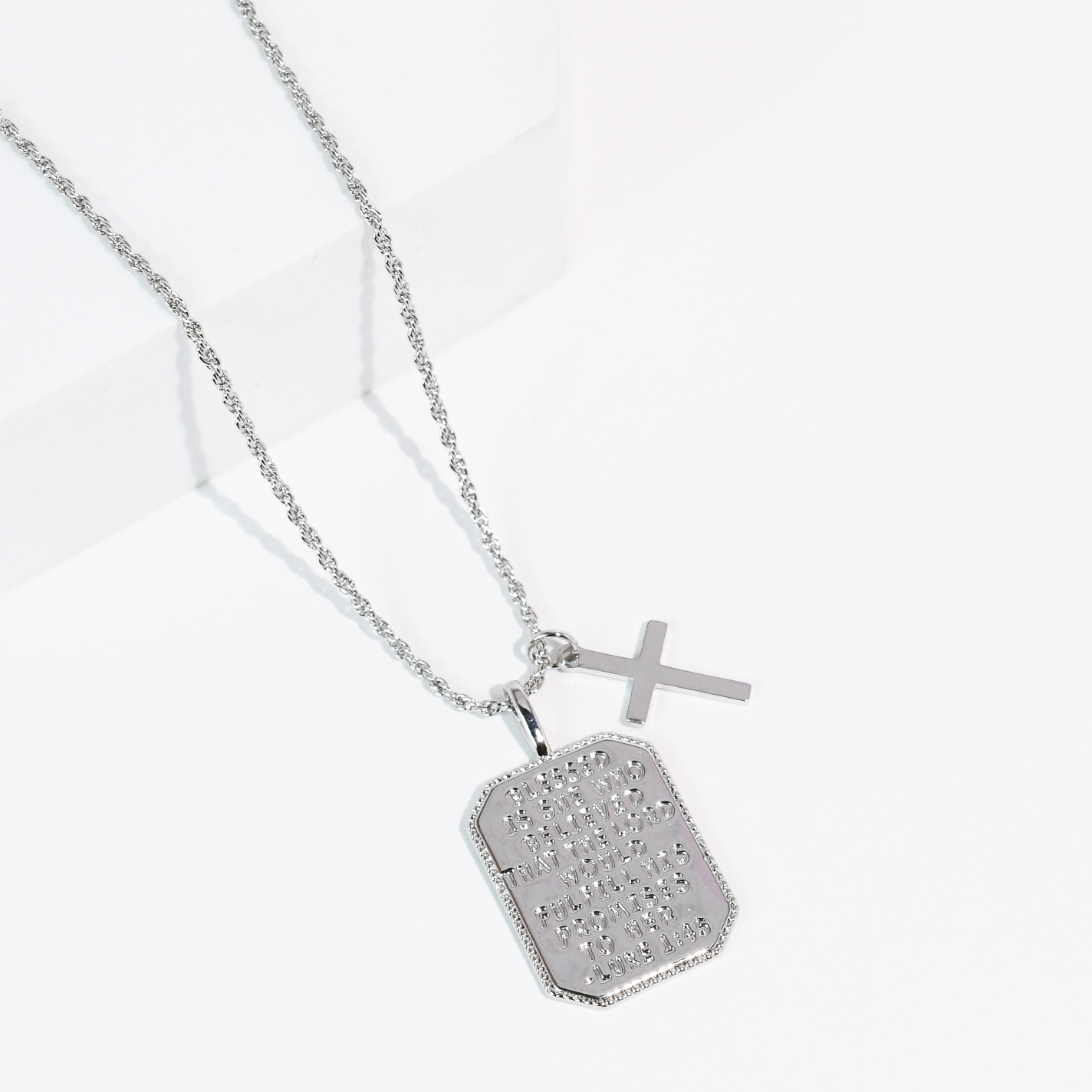 Luke 1:45 Silver Necklace