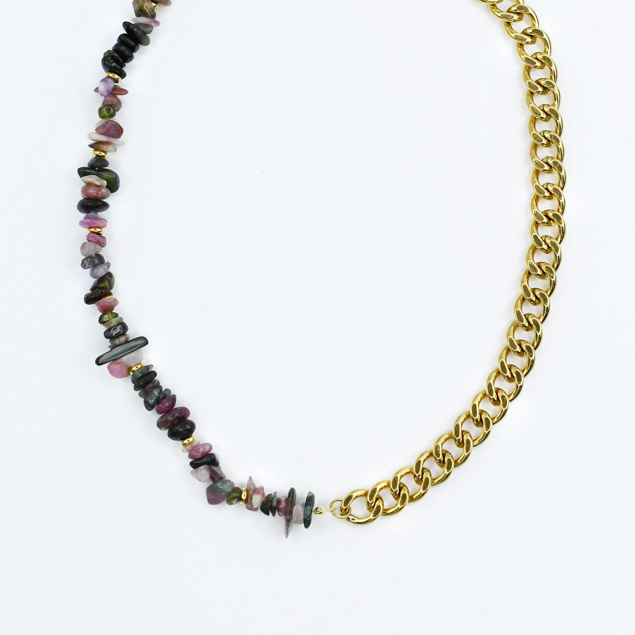 Mauve Stone & Chain Necklace