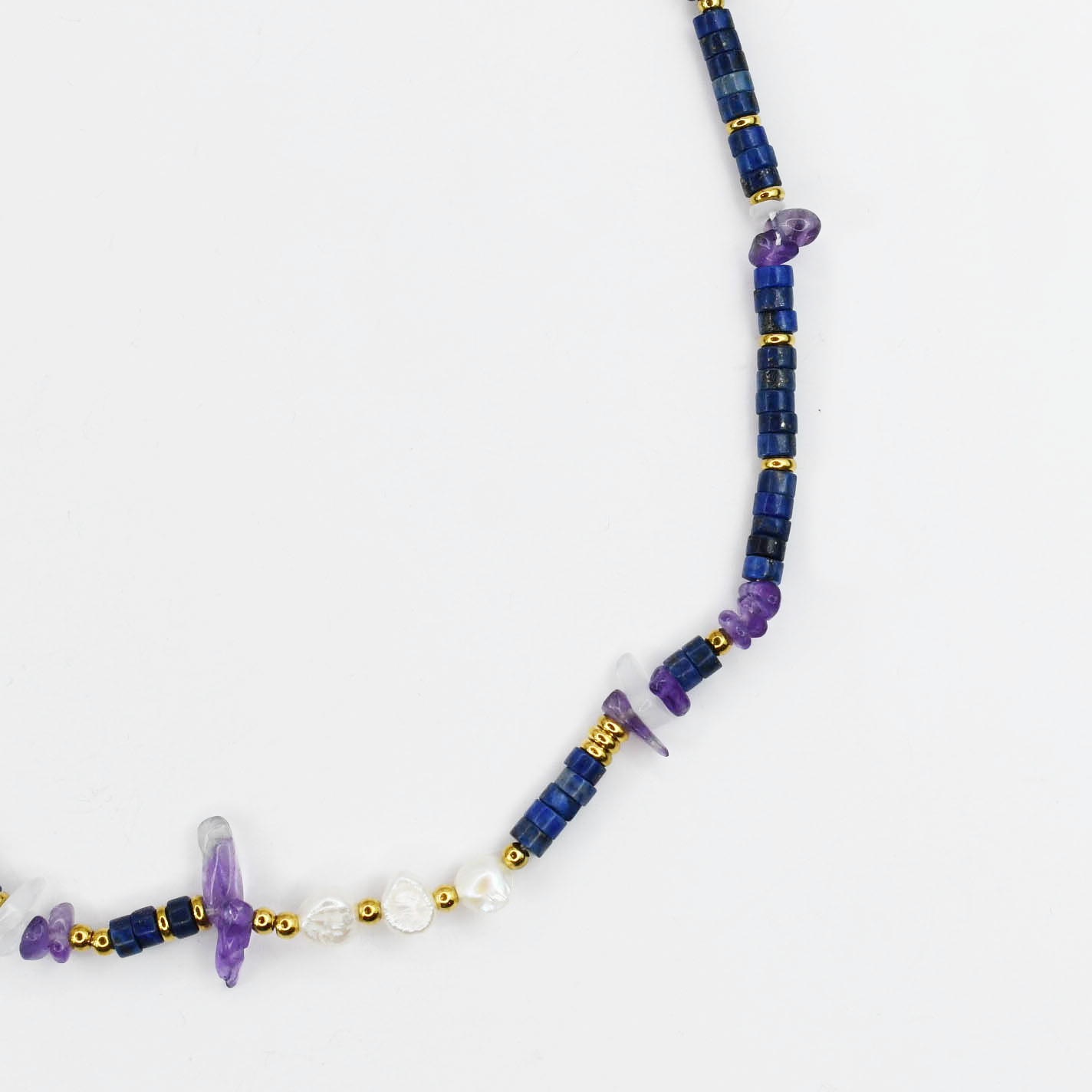 Colorful charms gold necklace featuring gemstone details, layered jewelry design, trendy accessory for women’s jewelry collections, boutique wholesale fashion necklace that is hypoallergenic, tarnish free, and waterproof jewelry with a cute aesthetic statement style