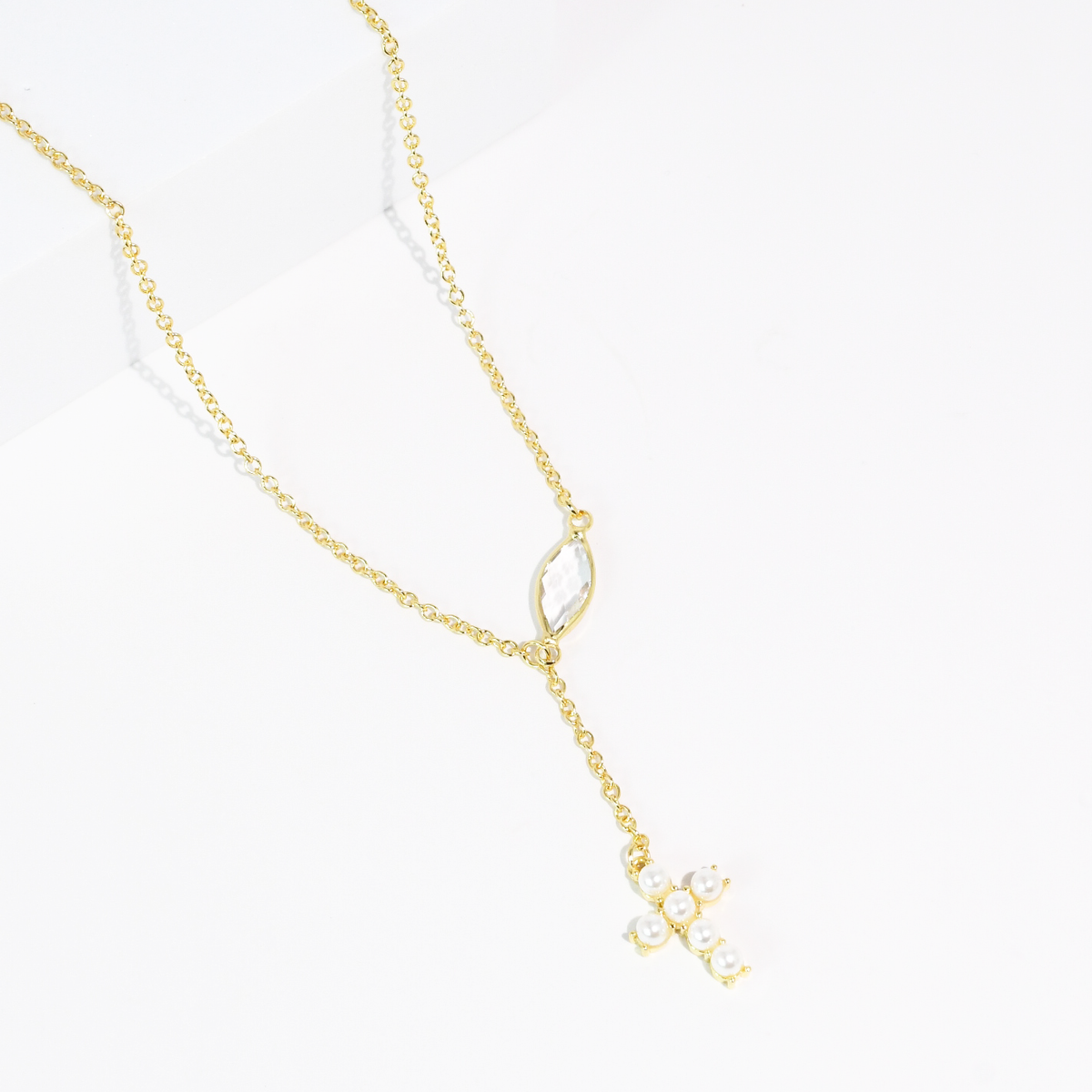 Pearly Babe Cross Necklace