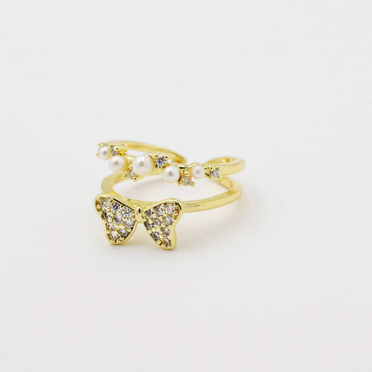 Pearly Bow Gold O35