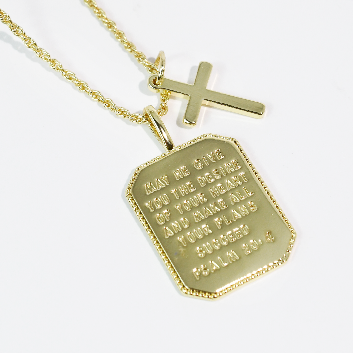 Psalm 20:4 Gold Necklace