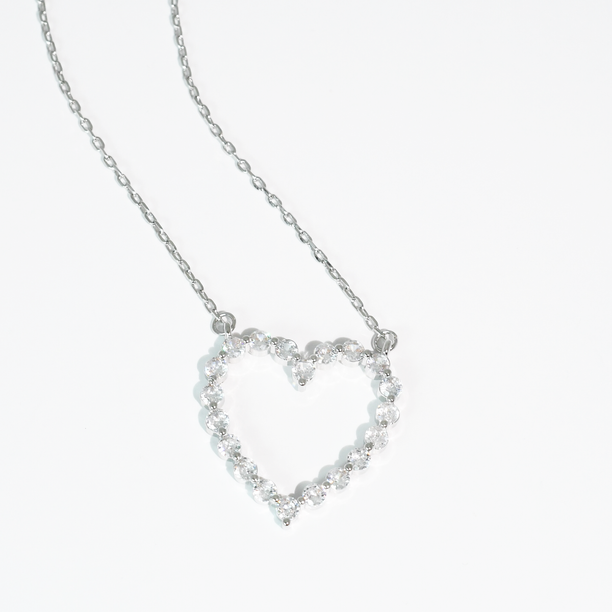 Sparkle Heart Silver Necklace