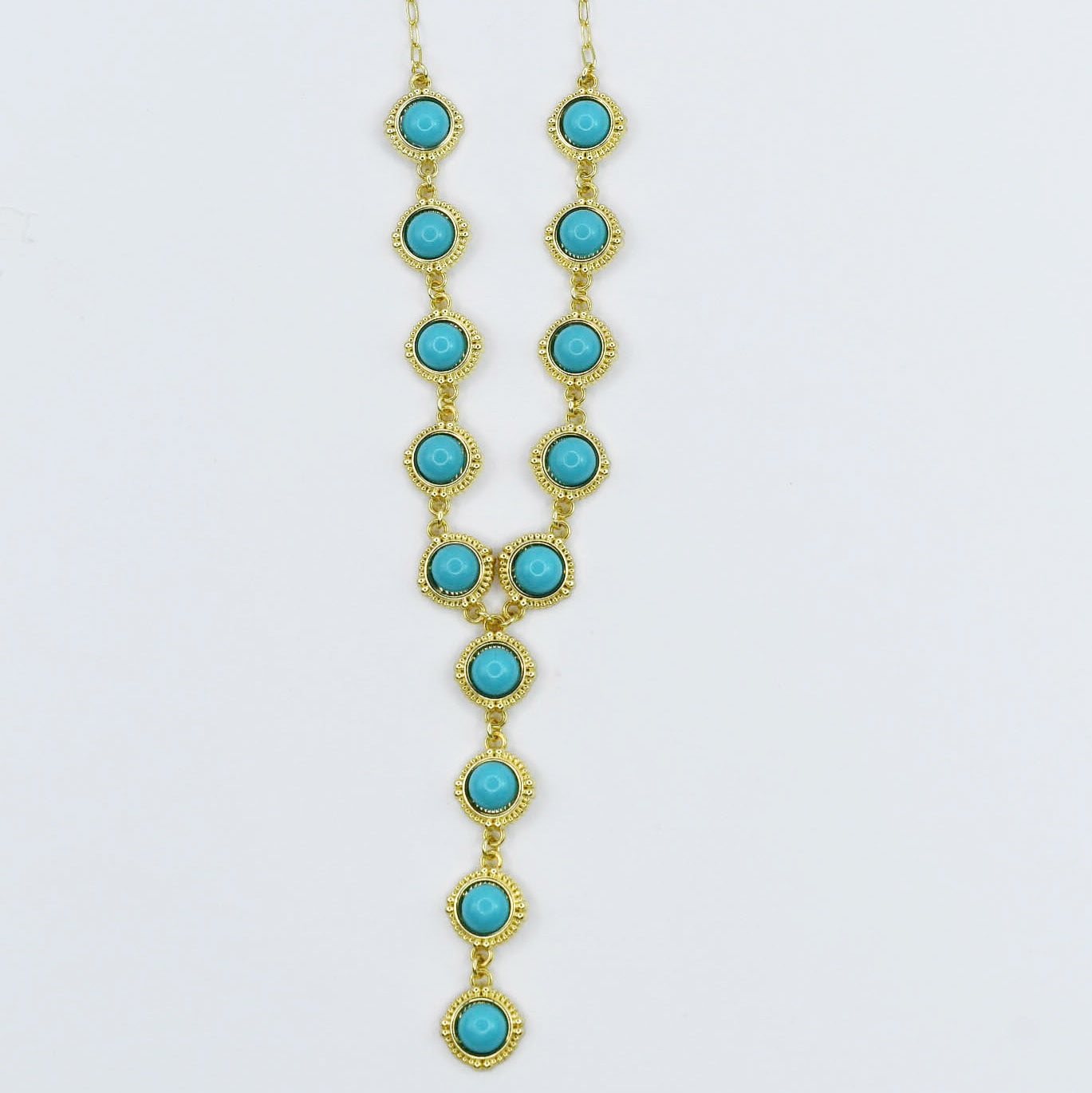 Turquoise Cascade Gold Necklace
