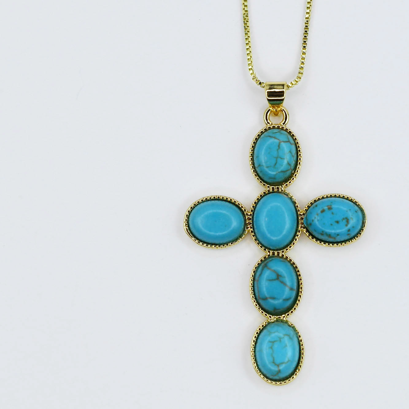 Turquoise Faith Cross Gold Necklace