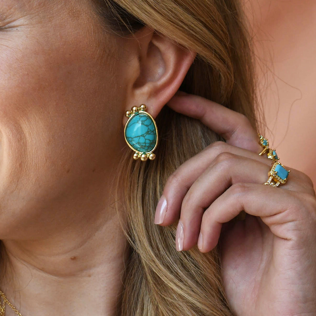 Turquoise Gold Serenity Studs