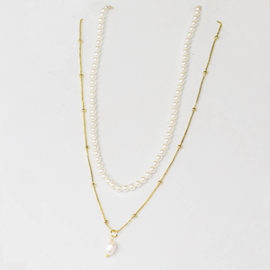 Pearl Beaded Layer Necklace I-21