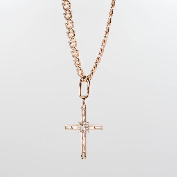 Elegant Cross Rose Gold Necklace I-29