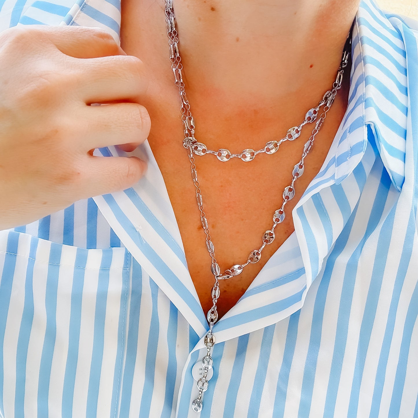 premium silver necklace crafted for everyday wear, offering a dainty handcrafted style with a waterproof, hypoallergenic, tarnish free finish, ideal for minimal modern jewelry lovers, available as wholesale for boutiques