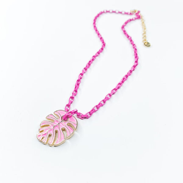 Pink Palm Necklace N2