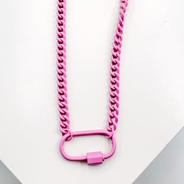 Light Pink Enamel Clip Necklace L4