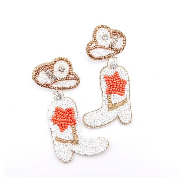 Orange Star Boot Earrings B15