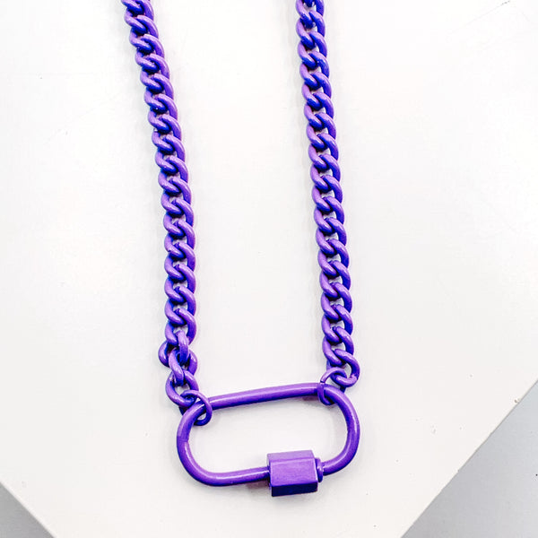 Purple Enamel Clip Necklace L5