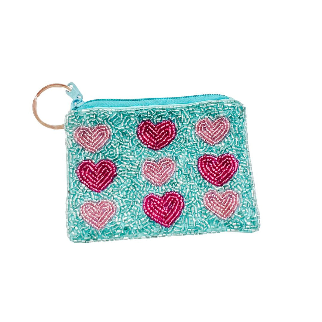 Multi Pink Heart Keychain Pouch V2