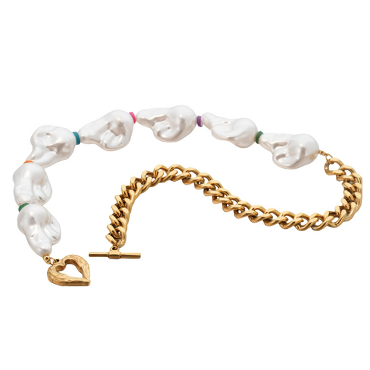 Rainbow Pearl Chain Necklace