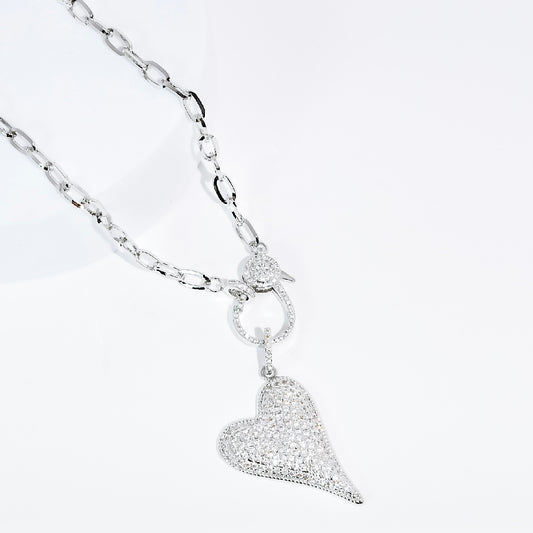 Clip Heart Silver Necklace
