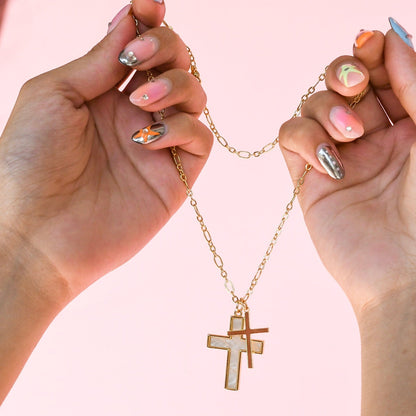 Double Tiny Cross Gold