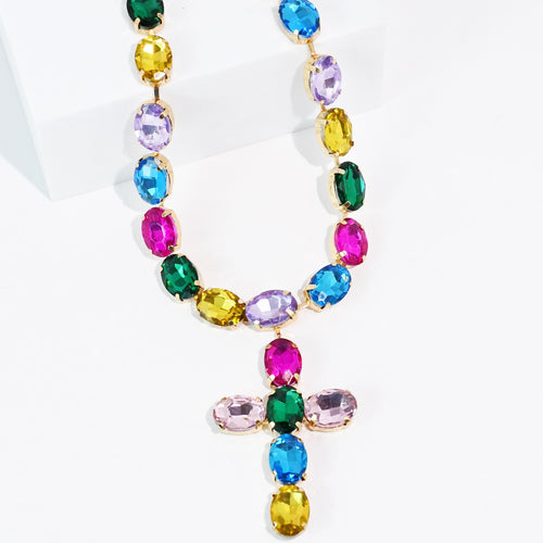 Rainbow Radiance Cross Necklace