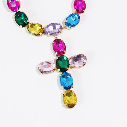 Rainbow Radiance Cross Necklace