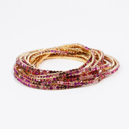 Multi Pinks Crystal Bracelet Set